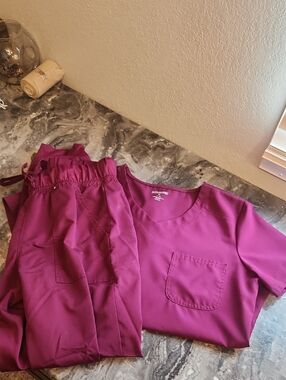 Scrubstar Magenta V-Neck Scrub Top